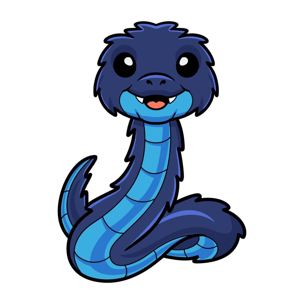 Cute blue spiny bush viper cartoon vector