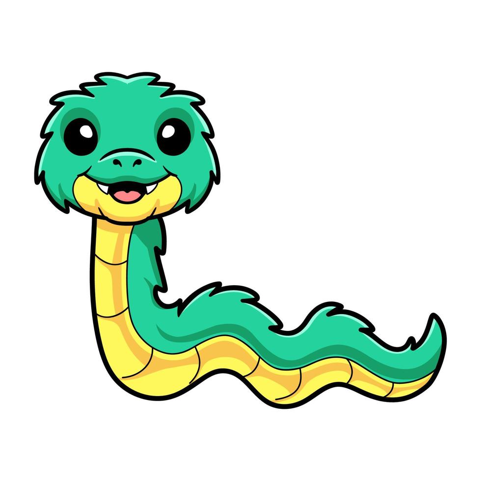 Cute green spiny bush viper cartoon vector