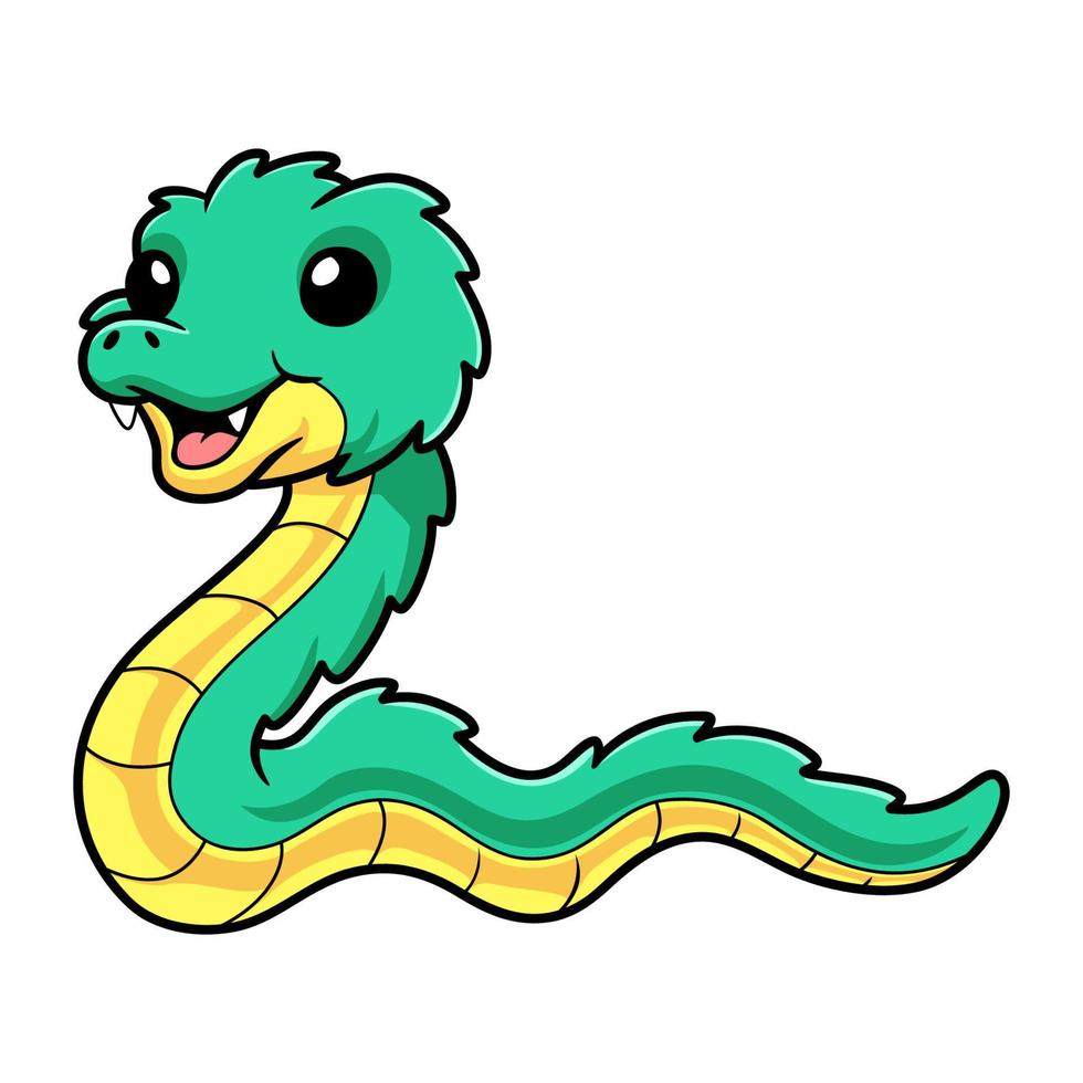 Cute green spiny bush viper cartoon vector