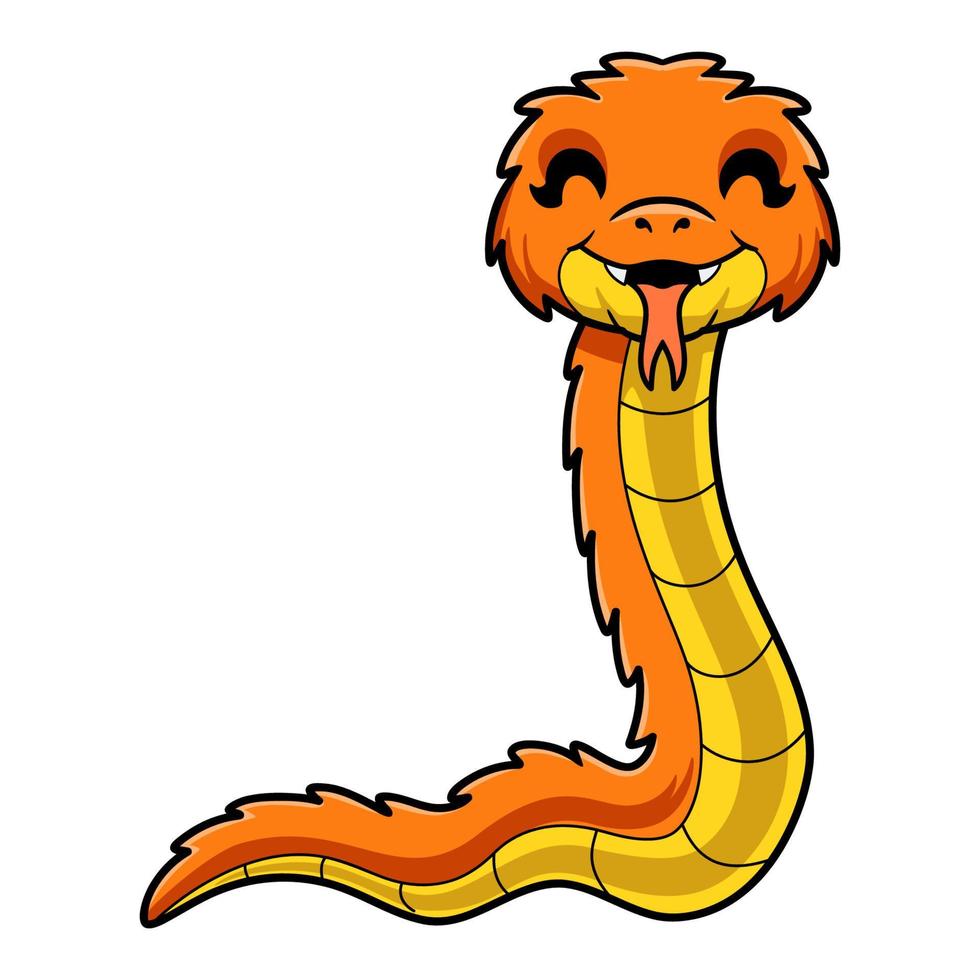 Cute orange spiny bush viper cartoon vector