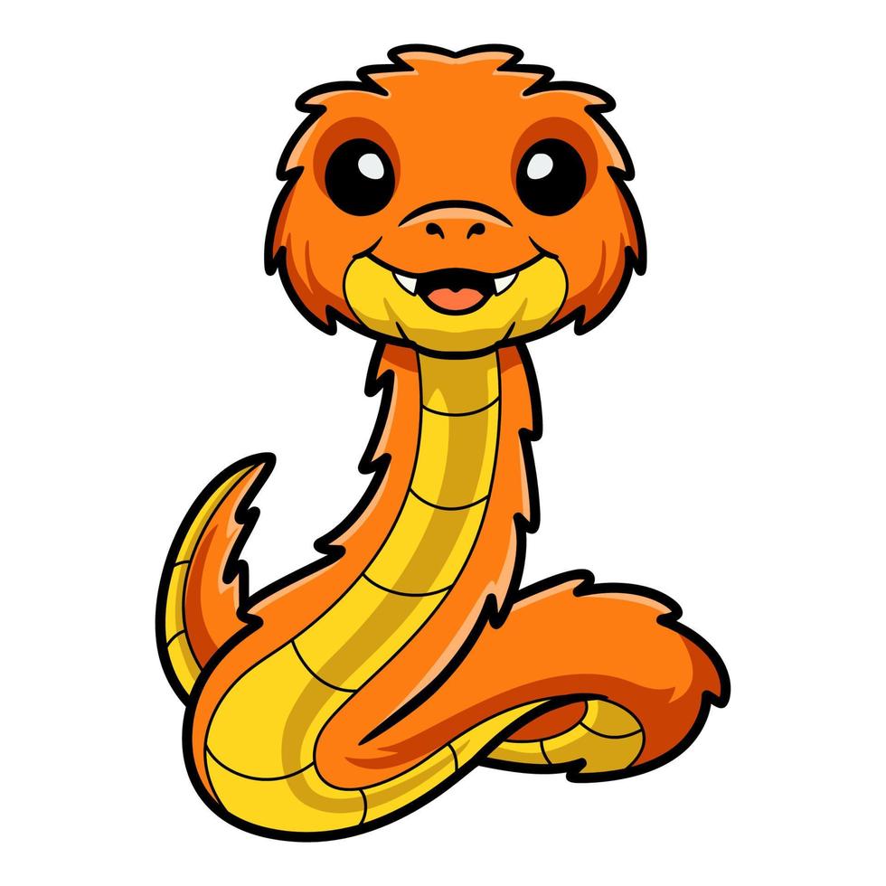 Cute orange spiny bush viper cartoon vector