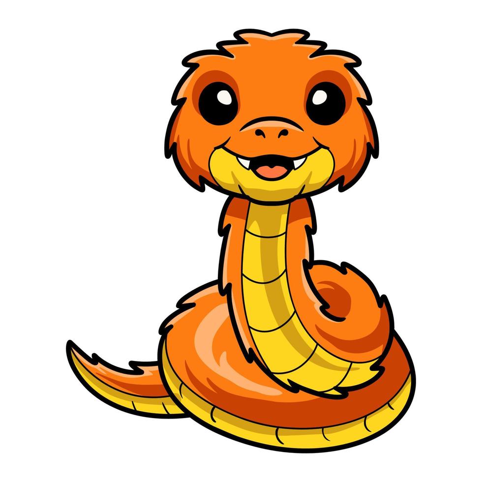 Cute orange spiny bush viper cartoon vector