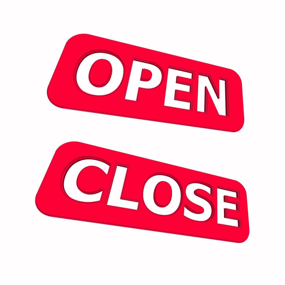 Open close logo 3D icon realistic vector