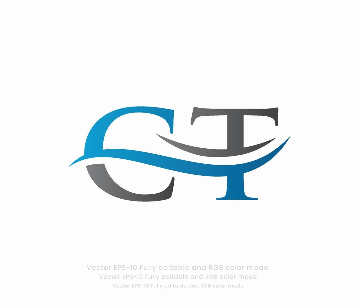 letra C t vinculado logo vector