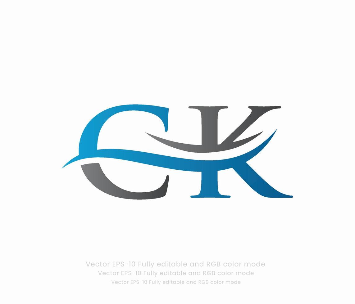 letra C k vinculado logo vector