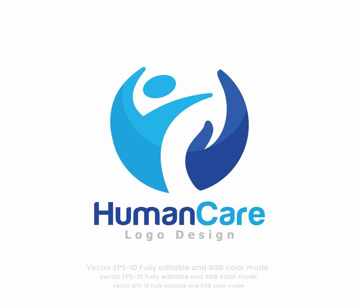 humano cuidado logo diseño con un corazón y un Pareja participación manos vector