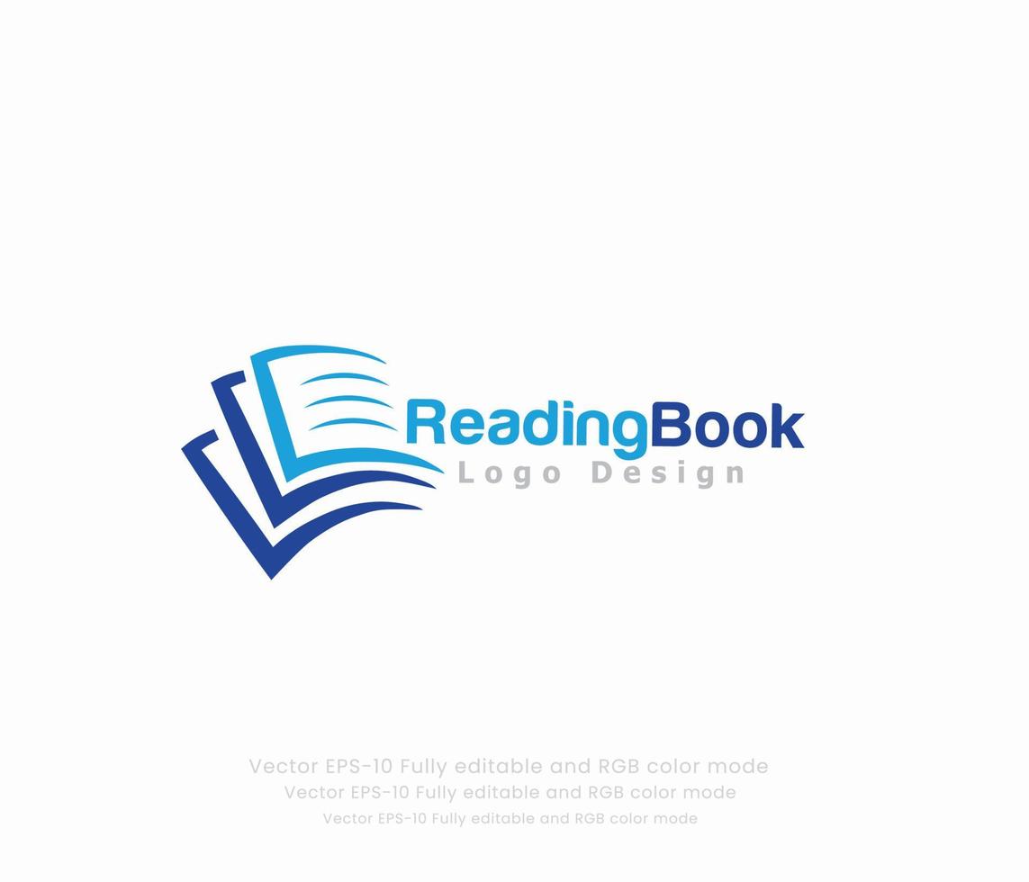 Logo for a book company that is a logo for reading book. vector