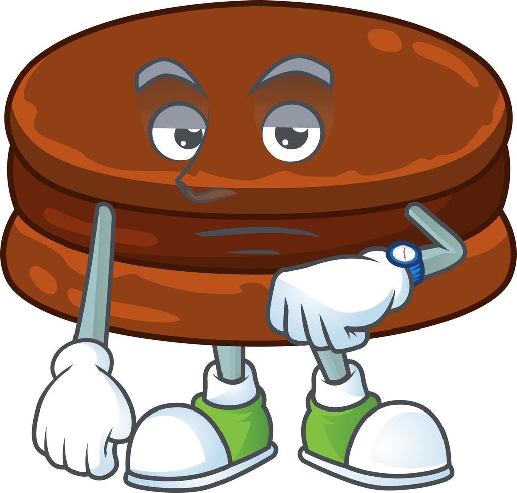 A cartoon character of chocolate alfajor vector