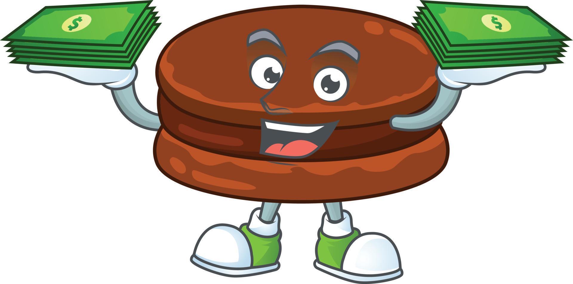 un dibujos animados personaje de chocolate alfajor vector