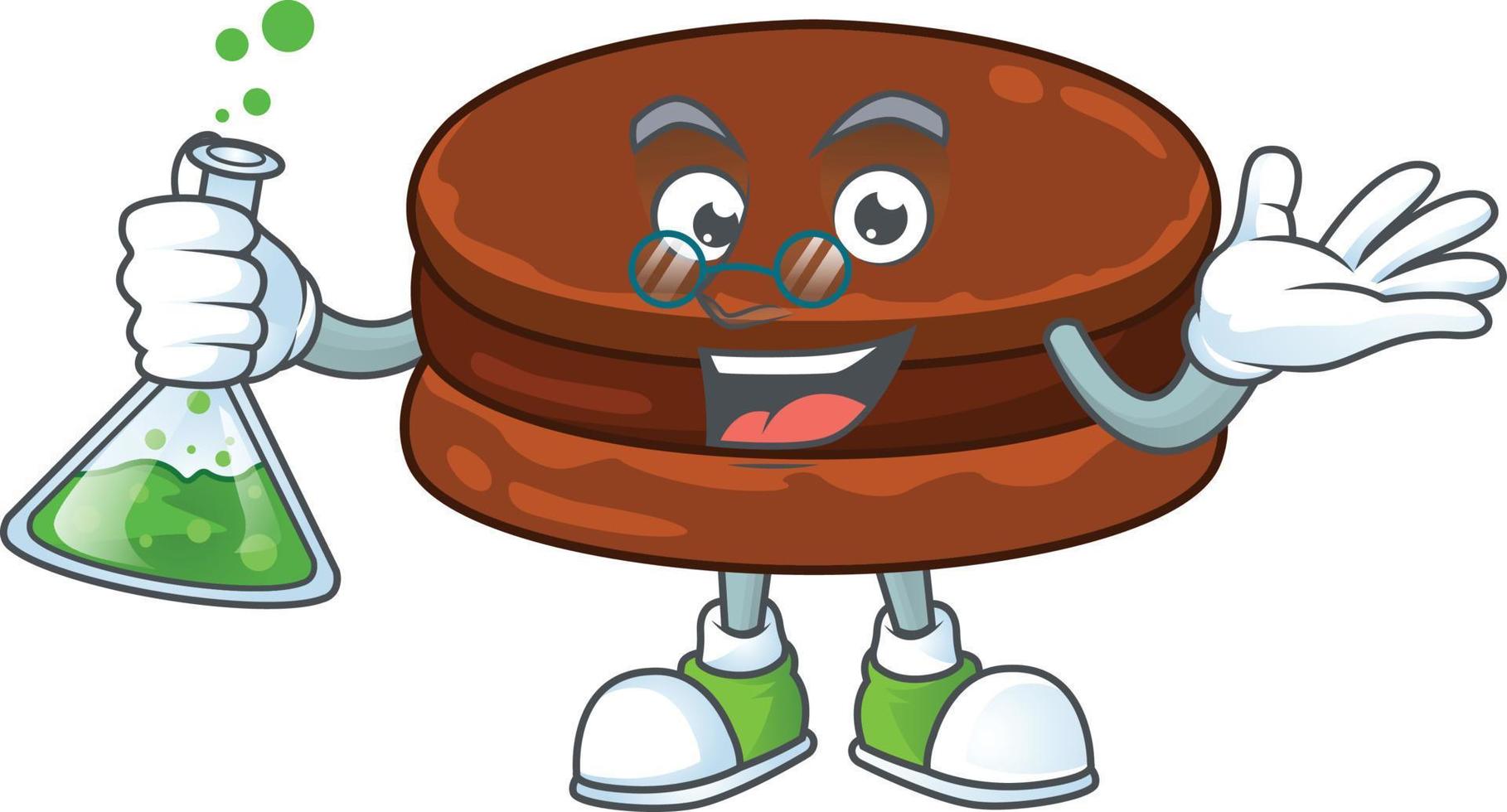 A cartoon character of chocolate alfajor vector