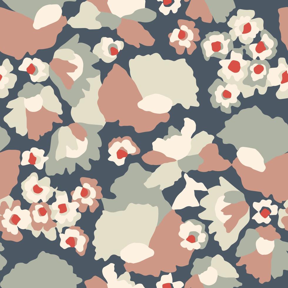 Vector Scandinavian design flower illustration seamless repeat pattern