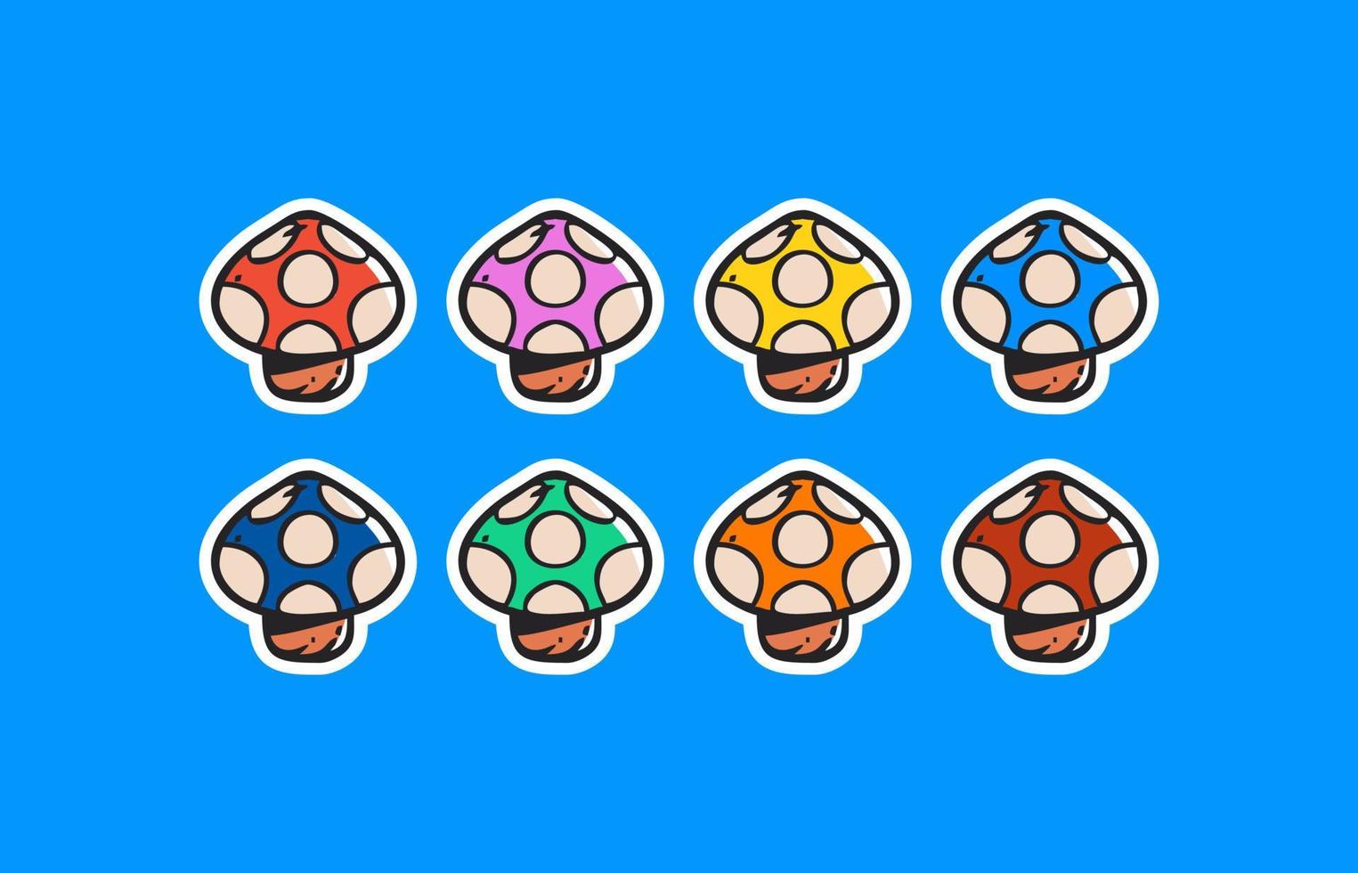 cartoon mushroom vector illustration in various colors