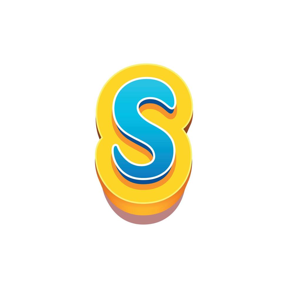 3d illustration of small letter s vector