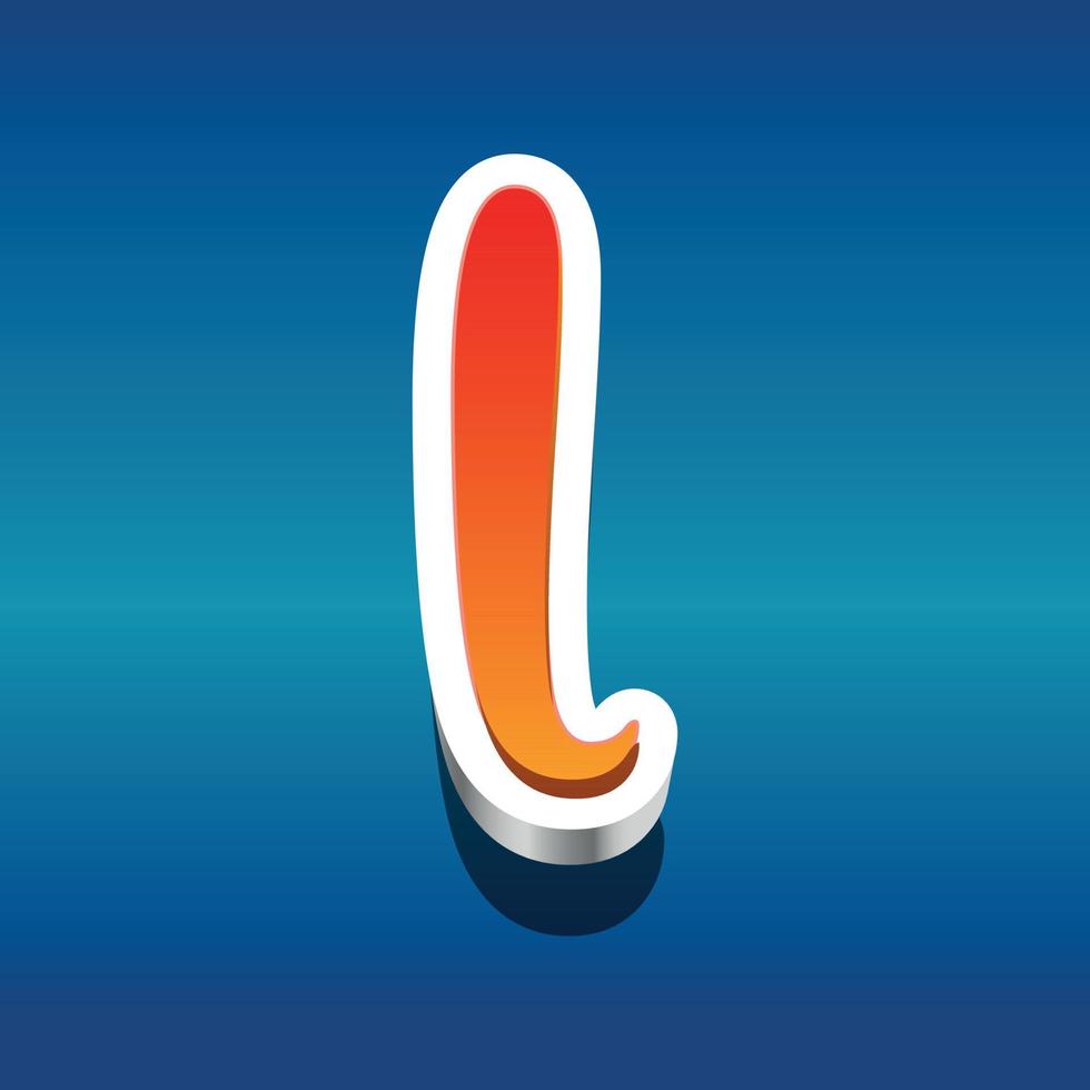 3d illustration of small letter l vector