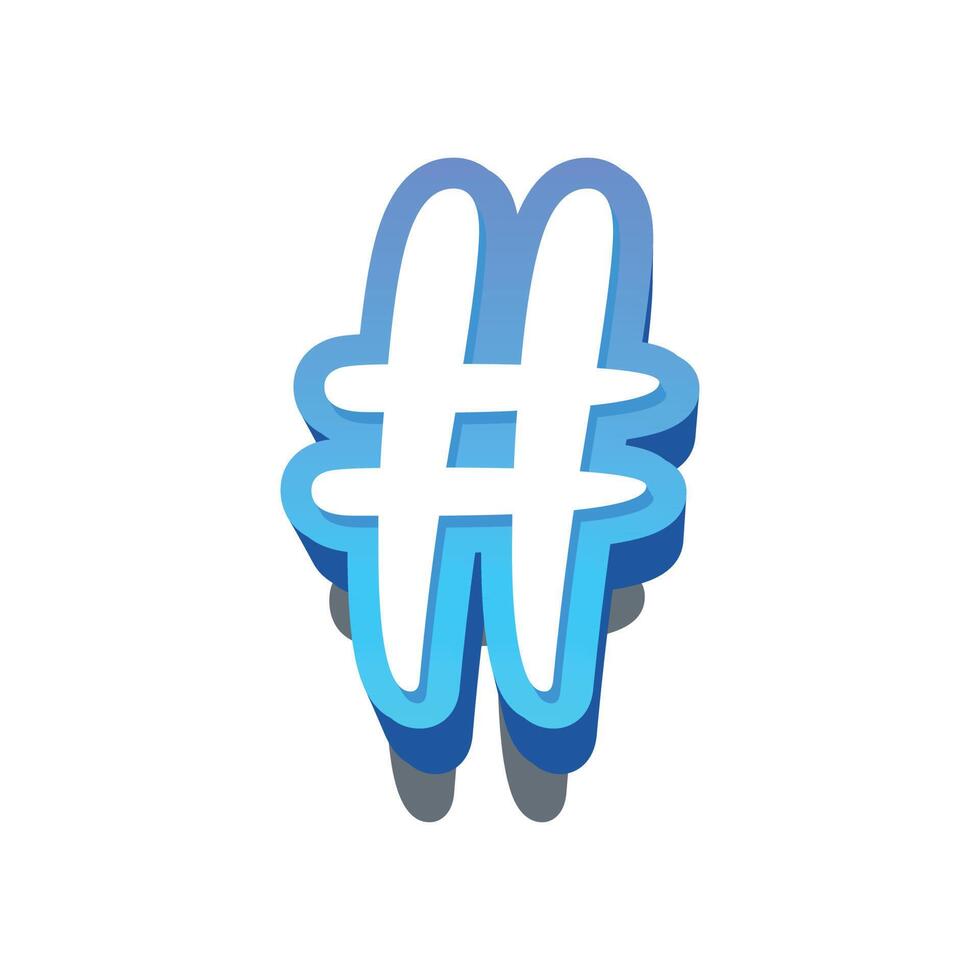 3d illustration of hash tag vector