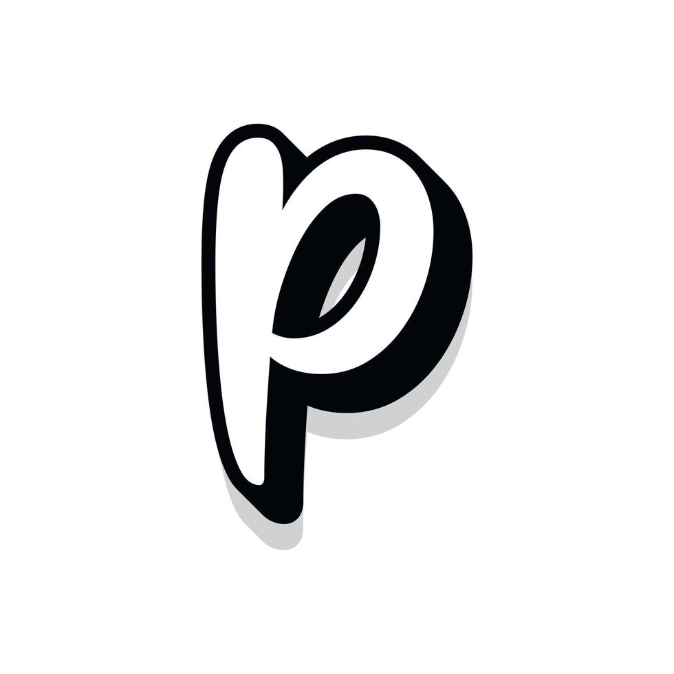 3d illustration of small letter p vector