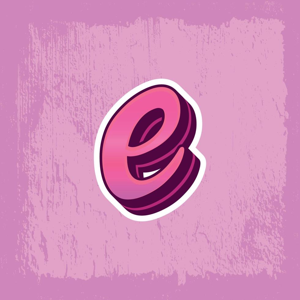 3d illustration of small letter e vector