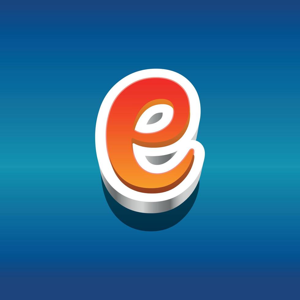 3d illustration of small letter e vector