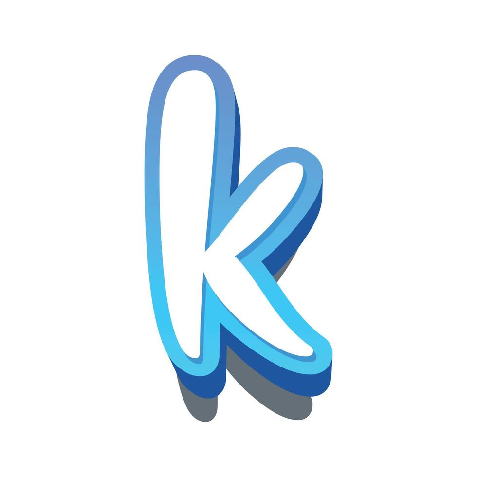 3d illustration of small letter k vector