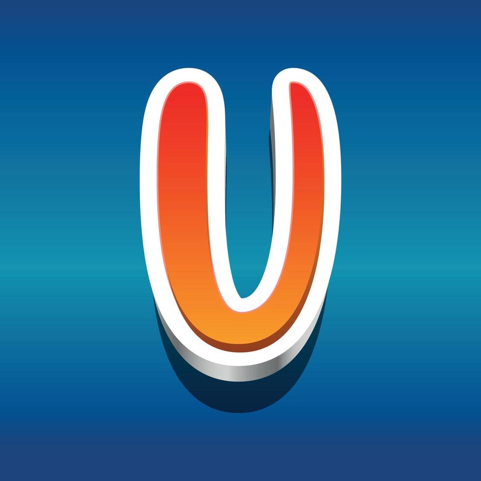 3d illustration of letter u vector