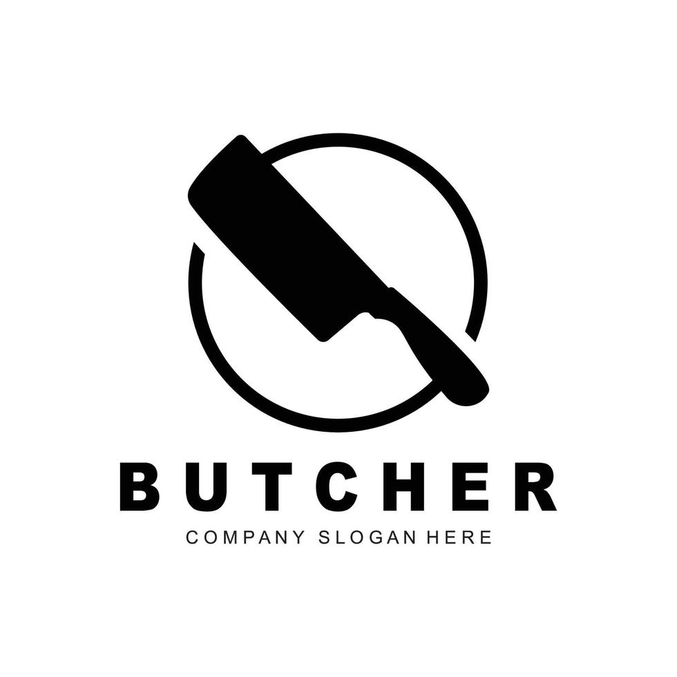 Butcher logo design, Knife Cutting Tool Vector Template, Product Brand Illustration Design For Butcher, Farm, Butcher Shop