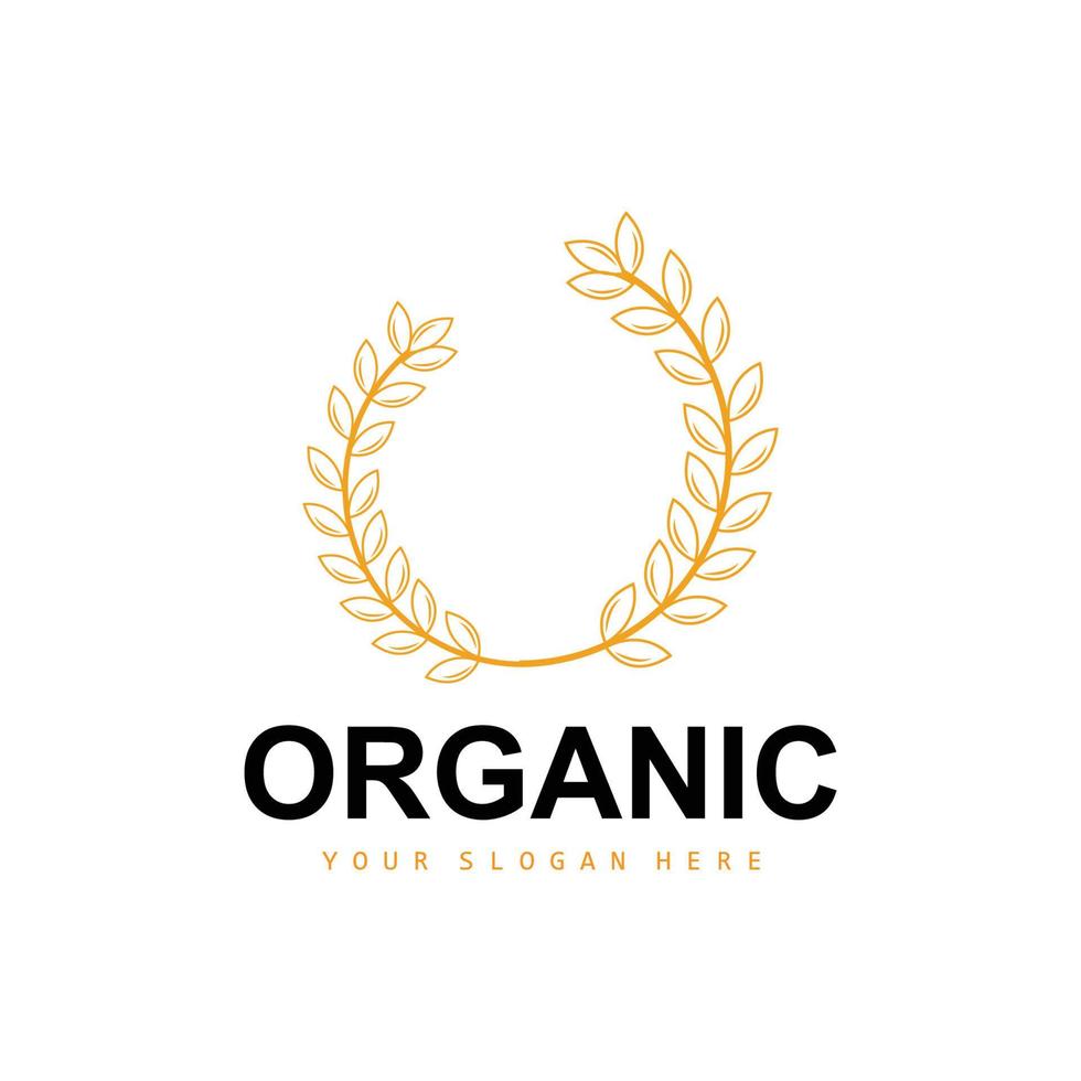 Wheat Rice Logo, Agricultural Organic Plants Vector, Luxury Design Golden Bakery Ingredients vector