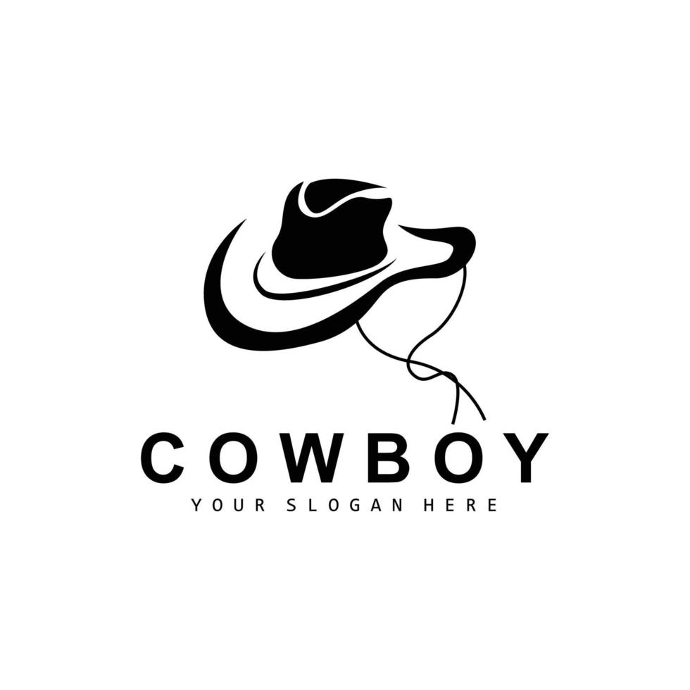 Cowboy Hat Logo, Texas Cowboy Design, Western Country Sheriff Hat Vector, Silhouette Icon vector