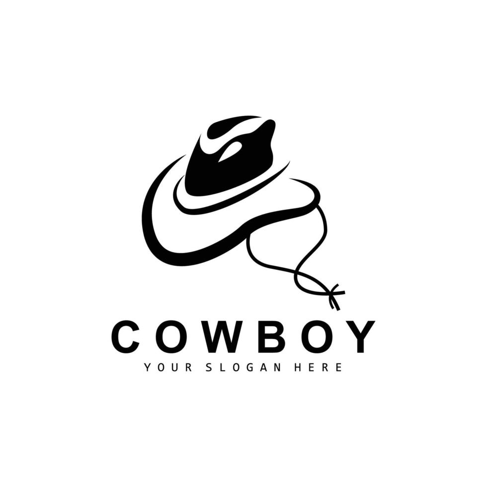 Cowboy Hat Logo, Texas Cowboy Design, Western Country Sheriff Hat Vector, Silhouette Icon vector