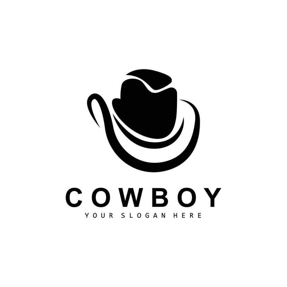 Cowboy Hat Logo, Texas Cowboy Design, Western Country Sheriff Hat Vector, Silhouette Icon vector