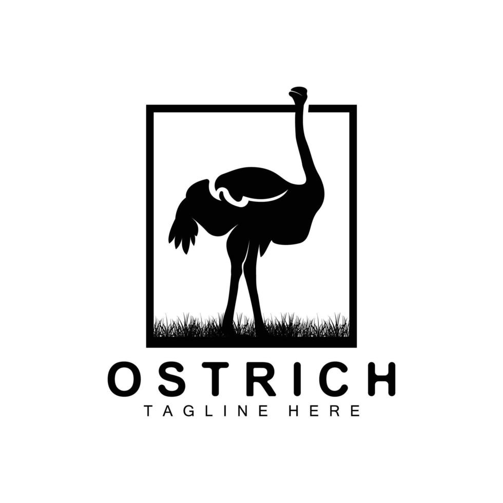 diseño de logotipo de avestruz, ilustración de animales del desierto, vida en el bosque, producto de marca de camello vectorial vector