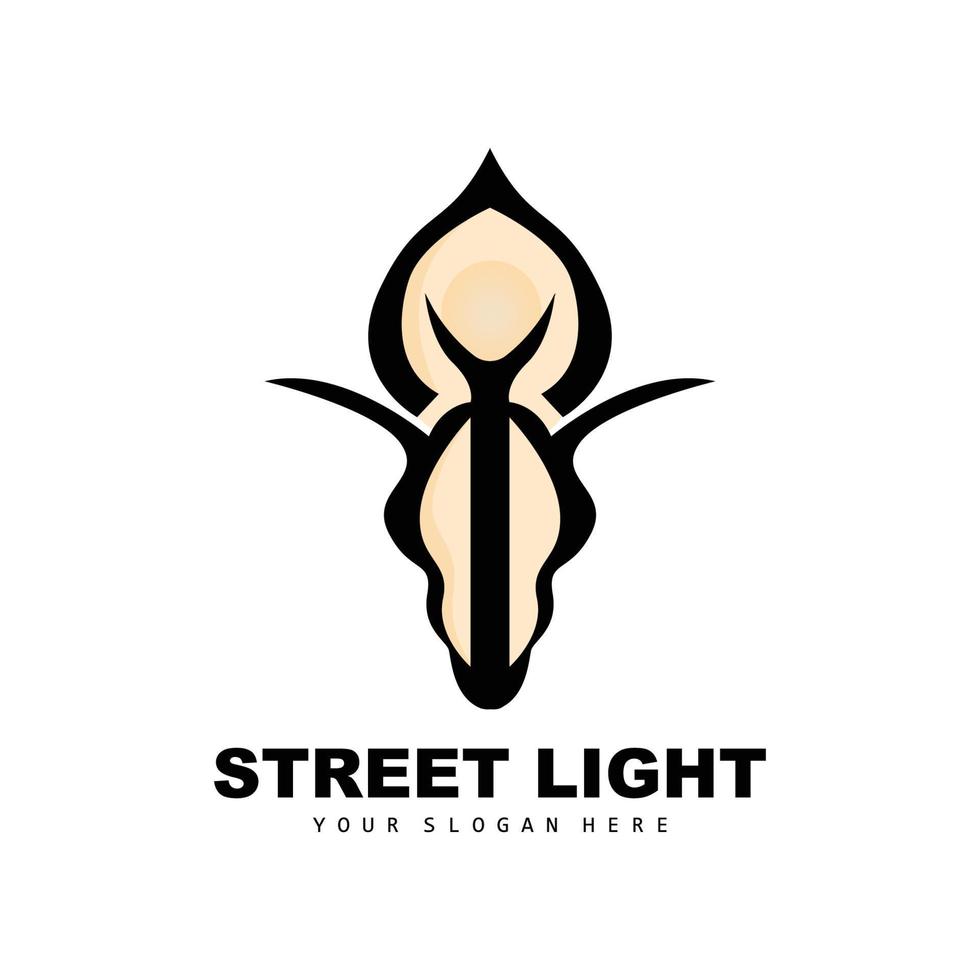 Street Light Logo, Lightning Lantern Vector, Template Icon Retro Classic Vintage Design vector