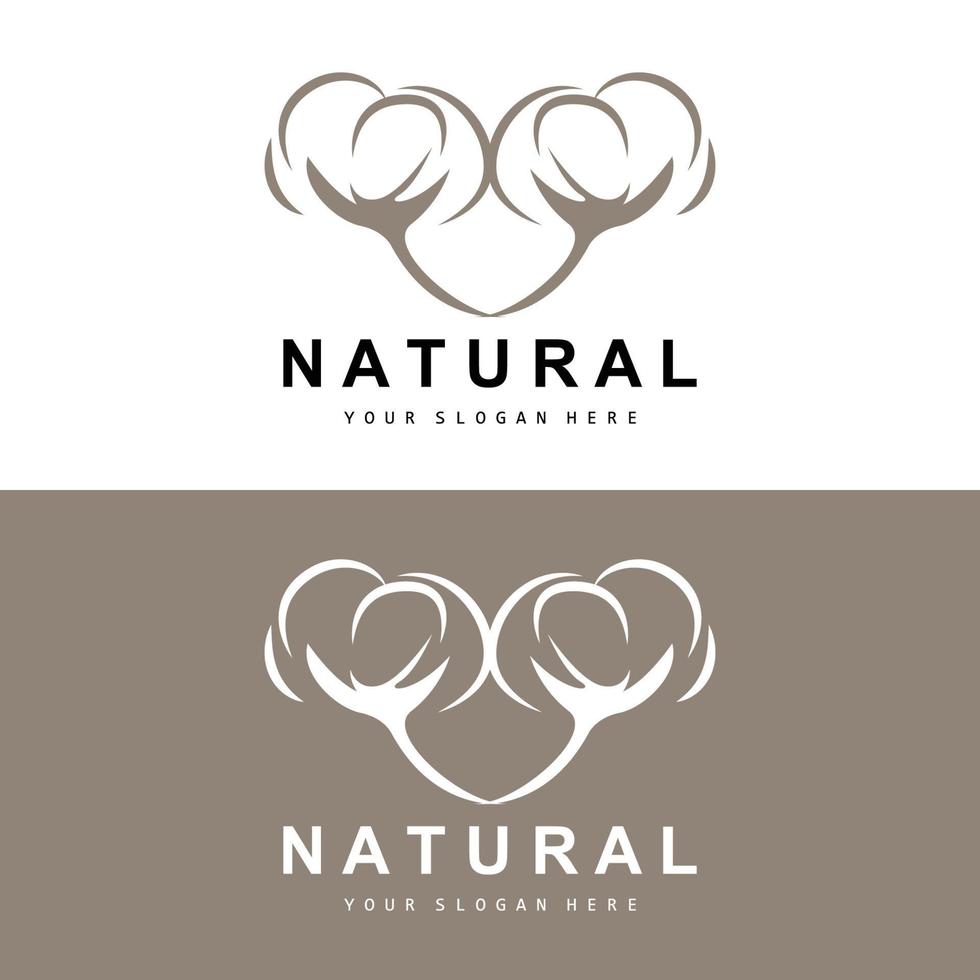 Cotton Logo, Natural Biological Organic Plant Design, Beauty Textile and Clothing Vector, Soft Cotton Flowers vector