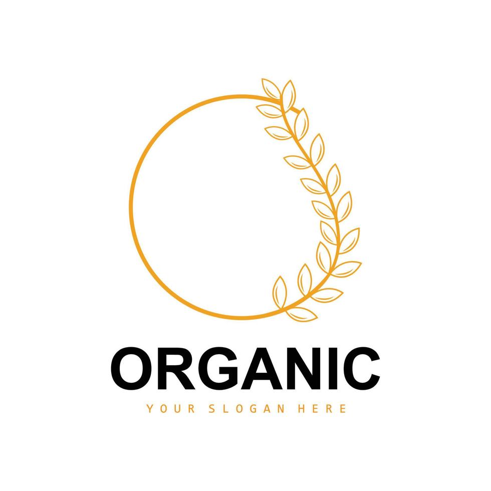 Wheat Rice Logo, Agricultural Organic Plants Vector, Luxury Design Golden Bakery Ingredients vector