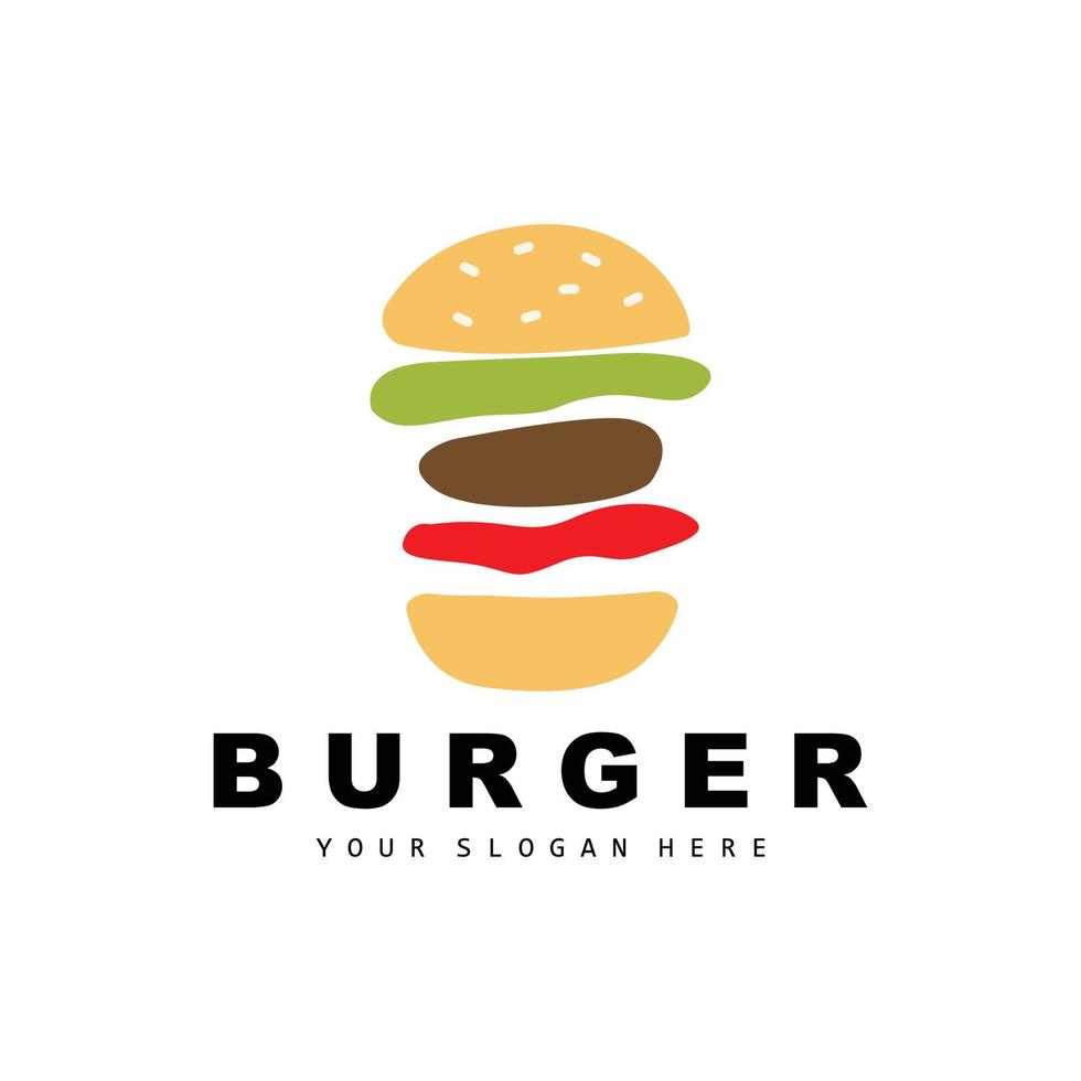 Burger Logo, Fast Food Design, Bread And Vegetables Vector, Fast Food Restaurant Brand Icon Illustration vector