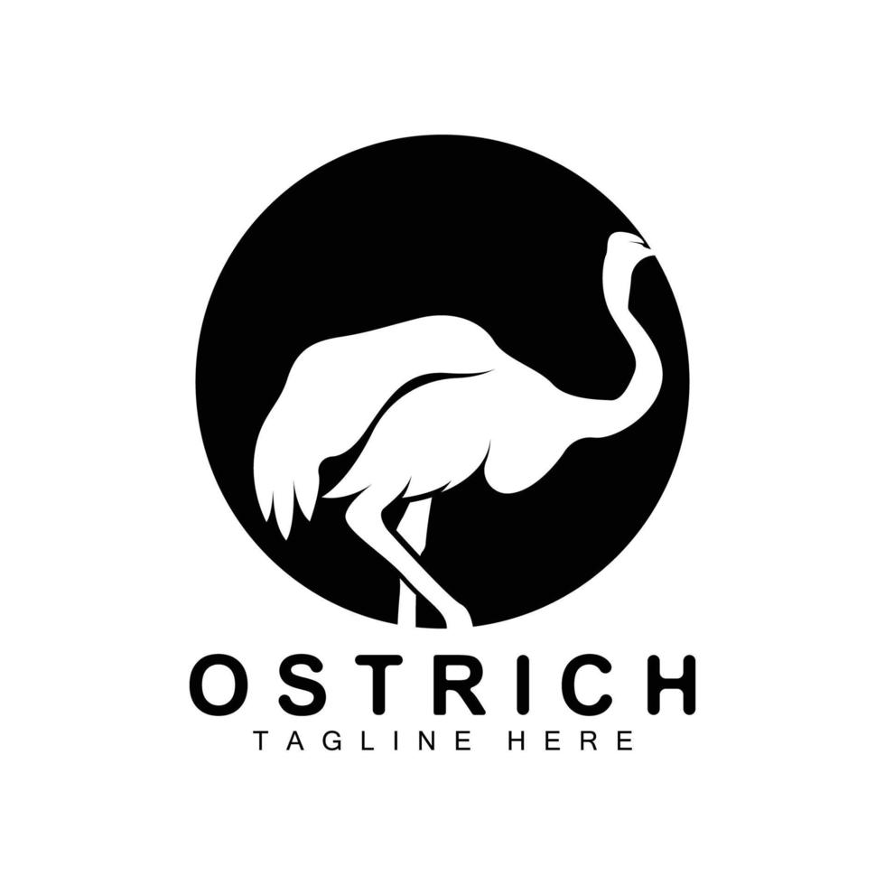 diseño de logotipo de avestruz, ilustración de animales del desierto, vida en el bosque, producto de marca de camello vectorial vector