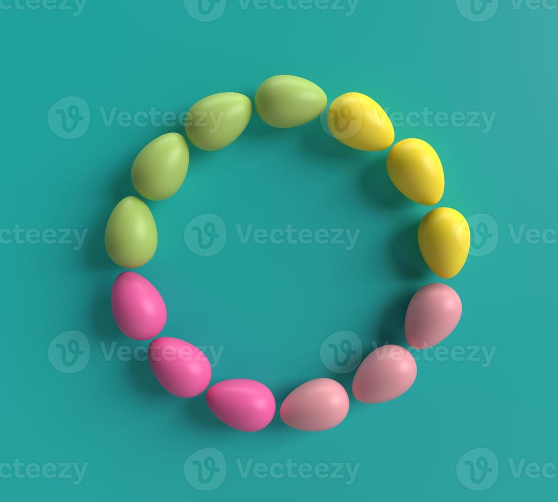 Easter egg colorful green yellow pink red gradient circle round empty symbol decoration  happy easter egg april spring season background festival celebration event animal chicken pet rabbit.3d render photo