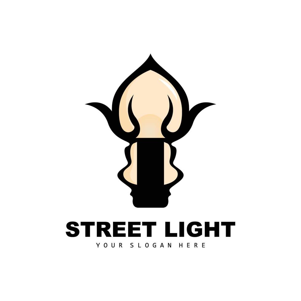 Street Light Logo, Lightning Lantern Vector, Template Icon Retro Classic Vintage Design vector