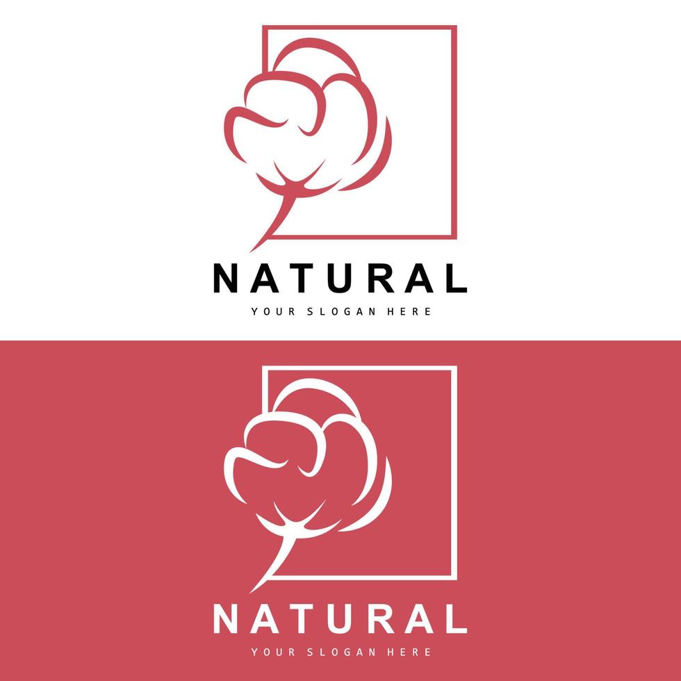 Cotton Logo, Natural Biological Organic Plant Design, Beauty Textile and Clothing Vector, Soft Cotton Flowers vector