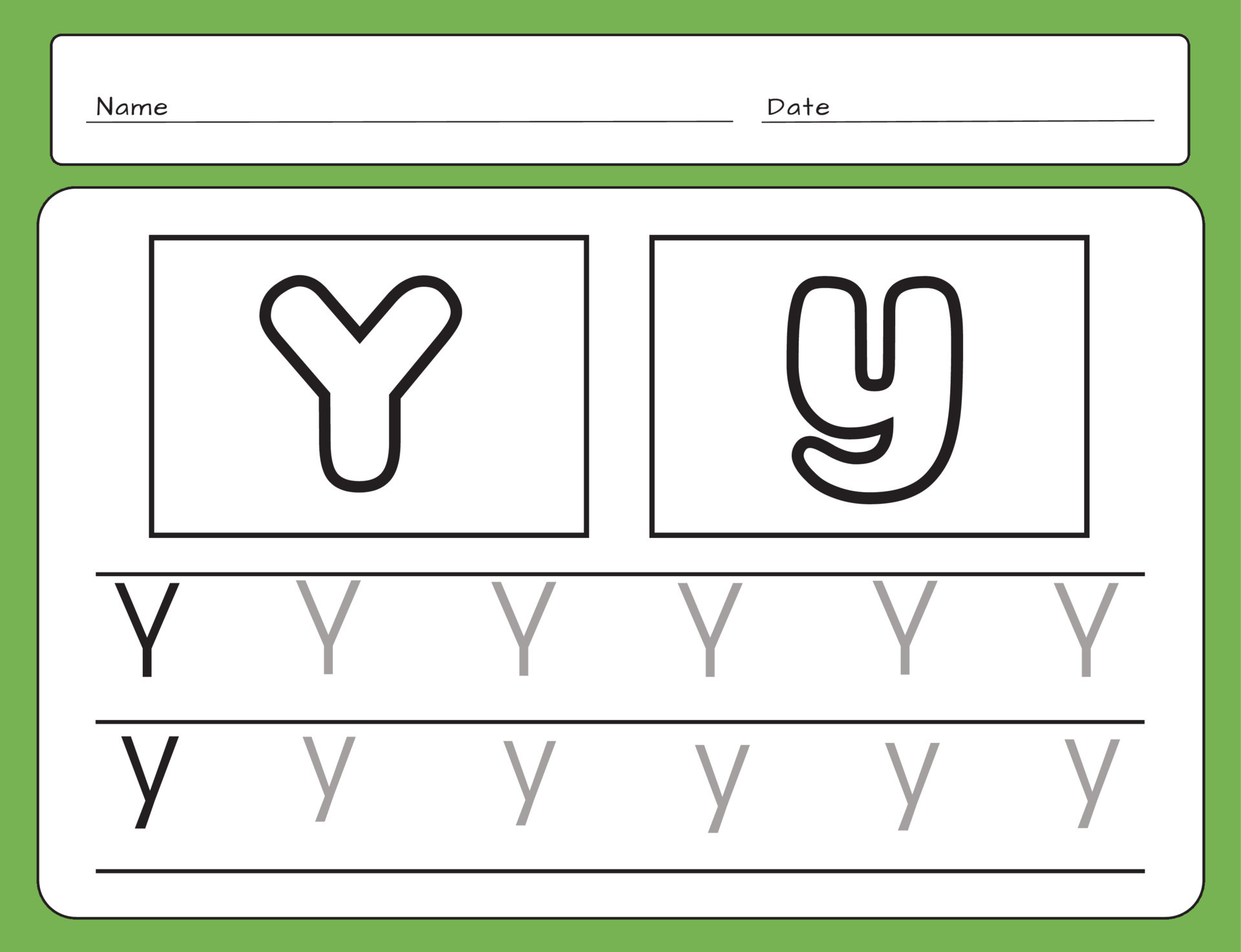Letter Writing Guide. Tracing letters. Uppercase and lowercase letter Y ...