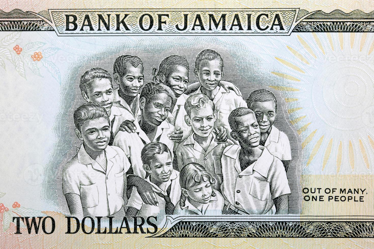 Group of people from Jamaican money photo