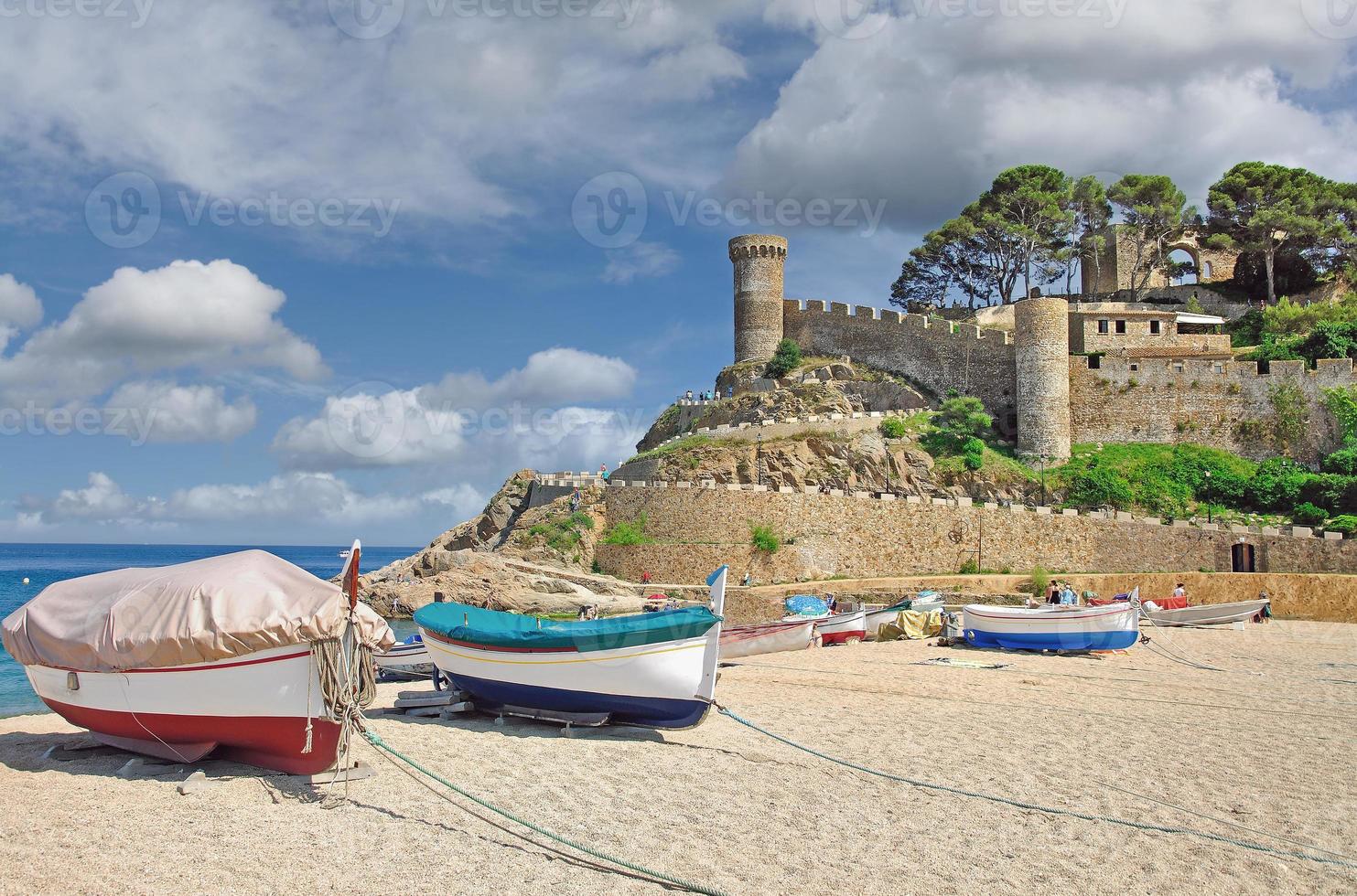 Beach and historic Fortress of Tossa de Mar,Costa Brava,Catalonia,Spain photo