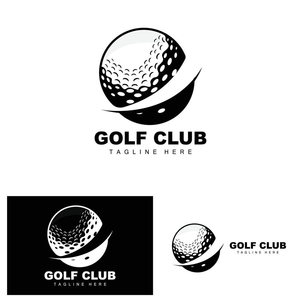 logotipo de pelota de golf, golf de palo vectorial. juego de deportes al aire libre, diseño de disciplina, plantilla de icono vector