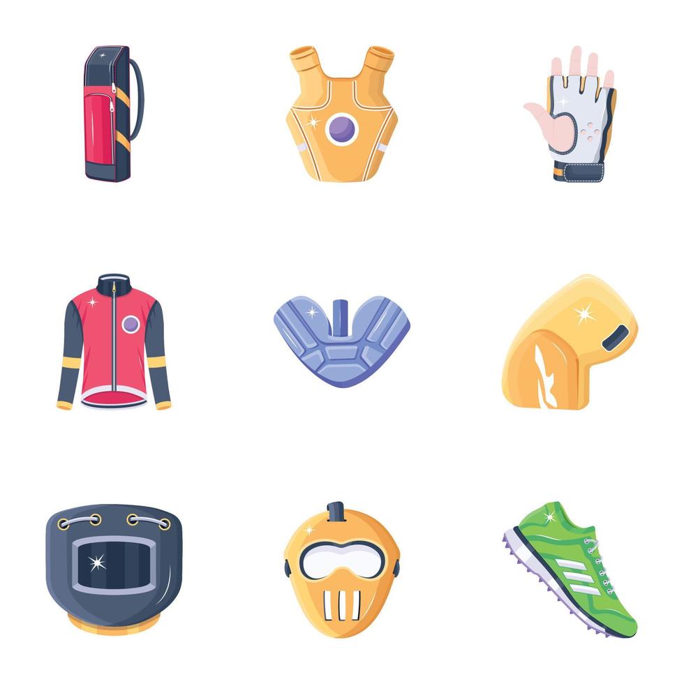2D Icons Set of Hockey Equipment vector