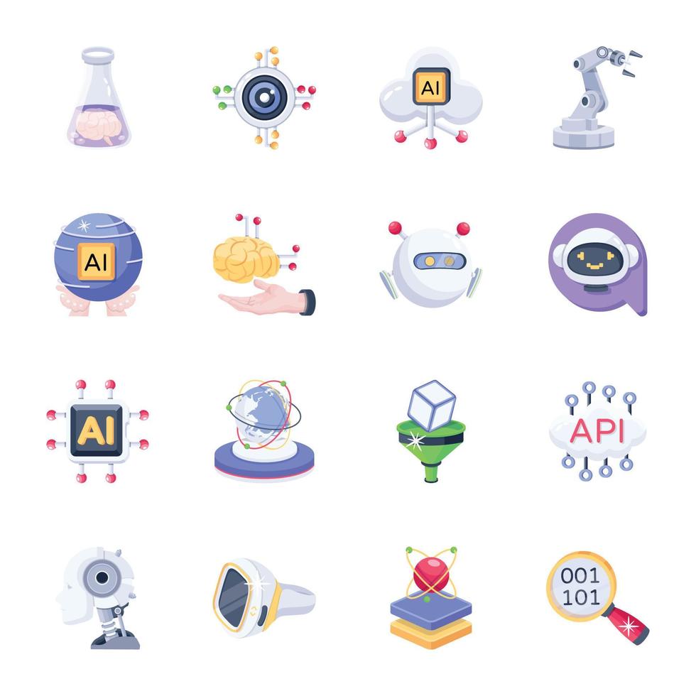 Pack of AI Flat Icons vector