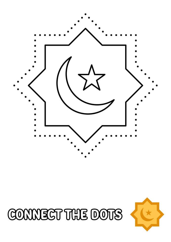 Dot to dot page with Eid Moon for kids vector