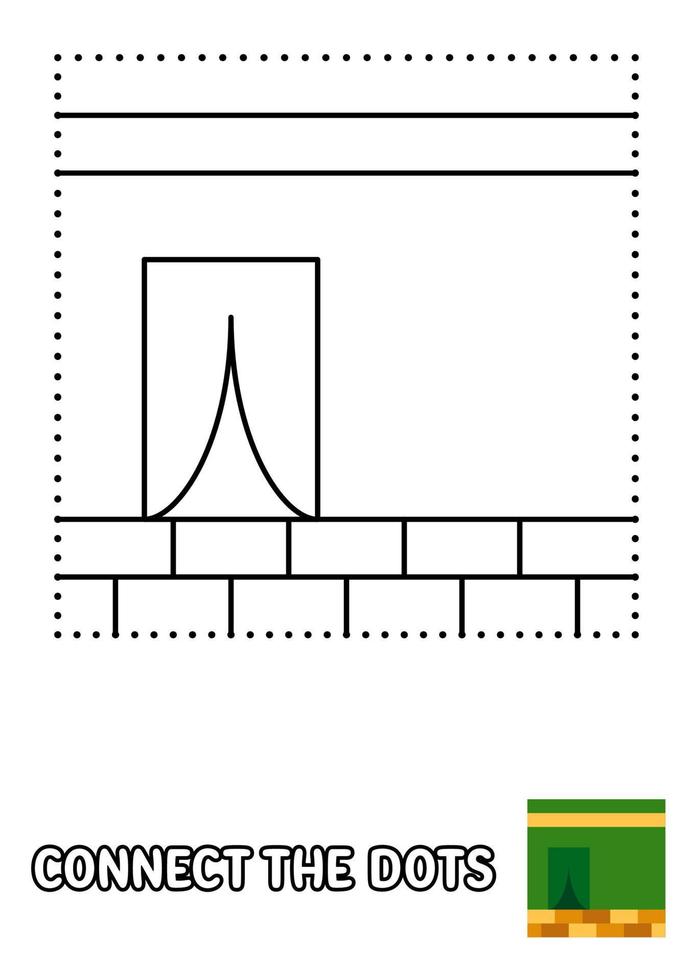 Dot to dot page with Kaaba for kids vector