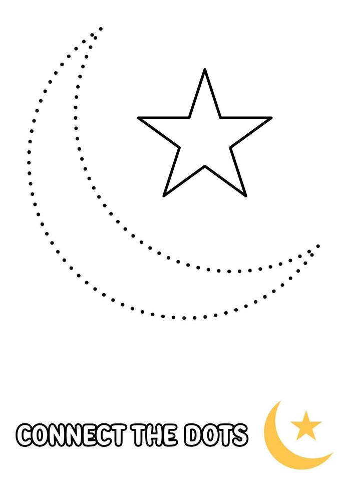 Dot to dot page with Eid Moon for kids vector