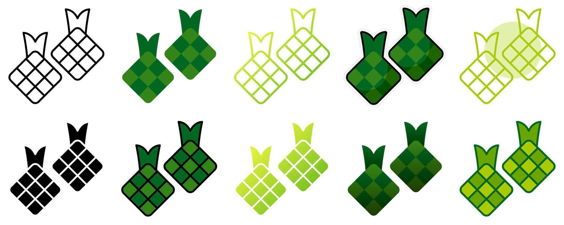 ketupat en plano estilo aislado vector