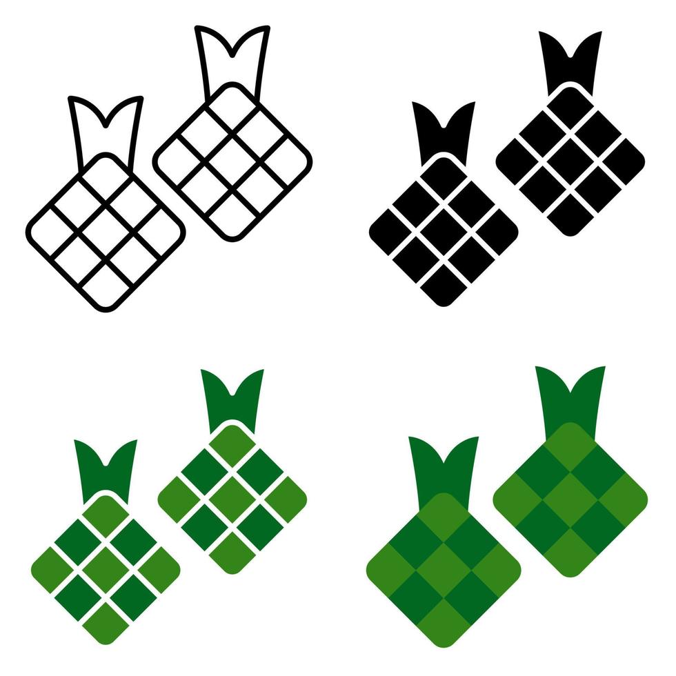 ketupat en plano estilo aislado vector