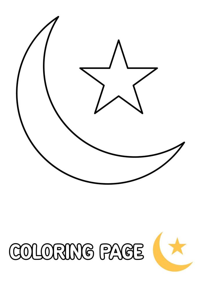 colorante página con eid Luna para niños vector